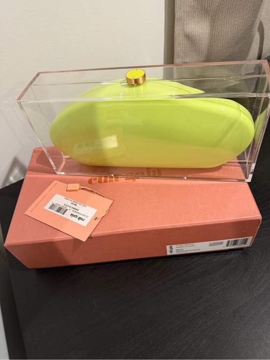 cult gaia Handbags - cult gaia neon chartreuse sculptural clutch with gold knob
